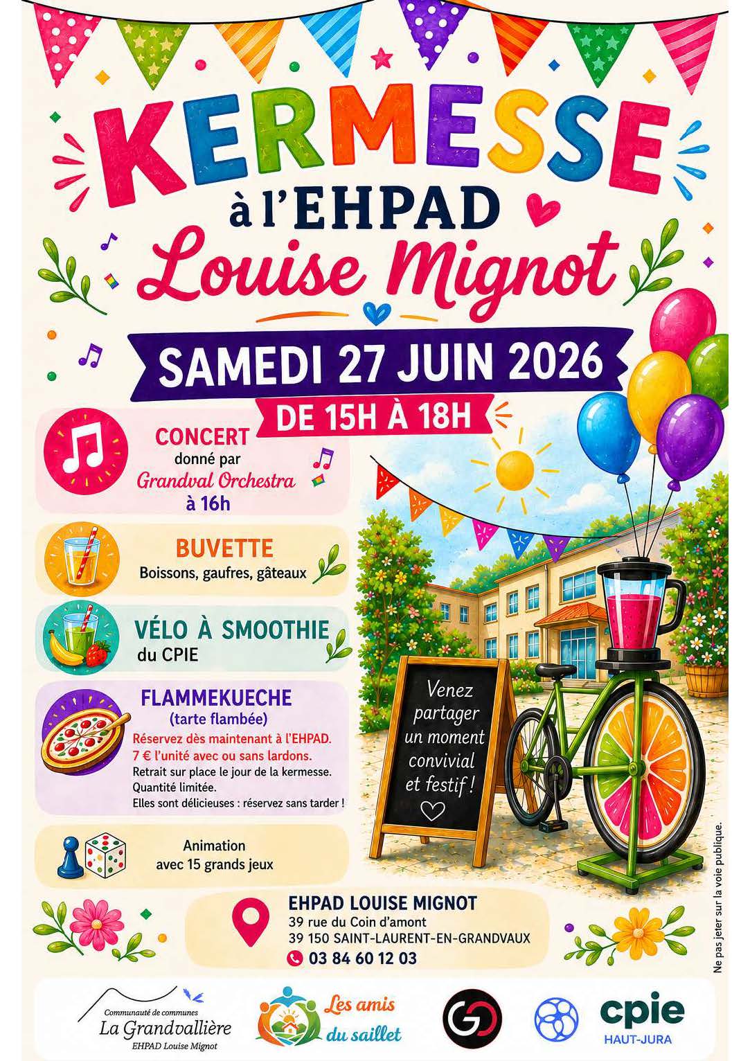 Kermesse à l'EHPAD, samedi 27juin de 15h à 18h