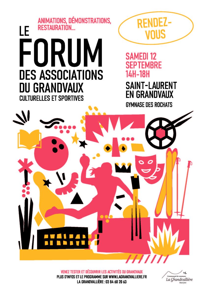 Forum des associations du Grandvaux, le 12 septembre de 14h à 18h au gymnase des Rochats