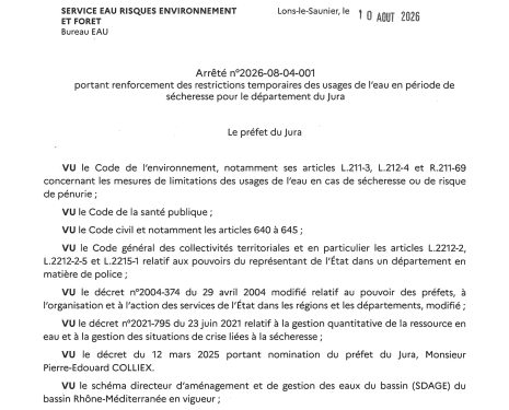 Première page de l'arrêté préfectoral